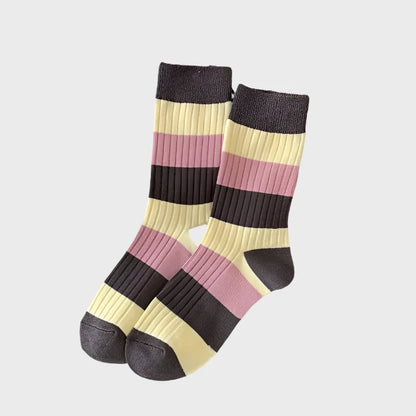 CuteStriped Winter Cotton Crew Socks for Women