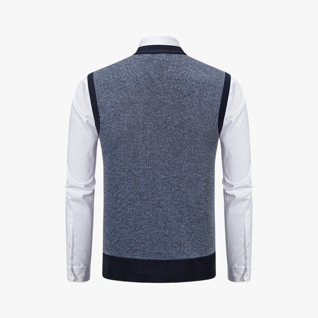 Men's Cardigan - Tailored Fit Business Cardigan with Button-Down Front-2