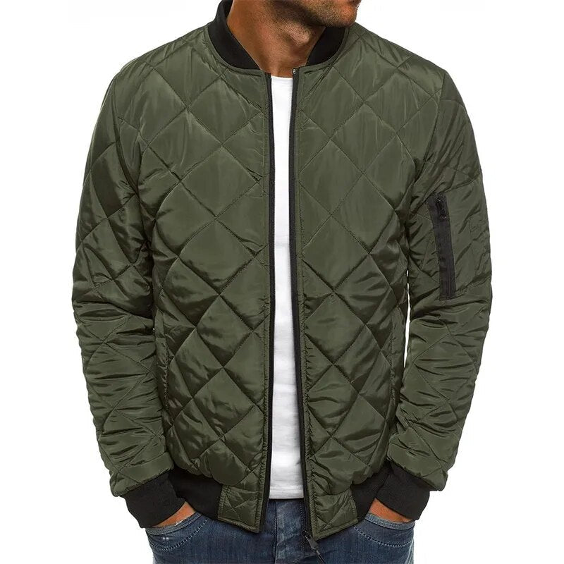 Men's Winter Jacket - Stylish Quilted Bomber Coat with Thick Collar 5