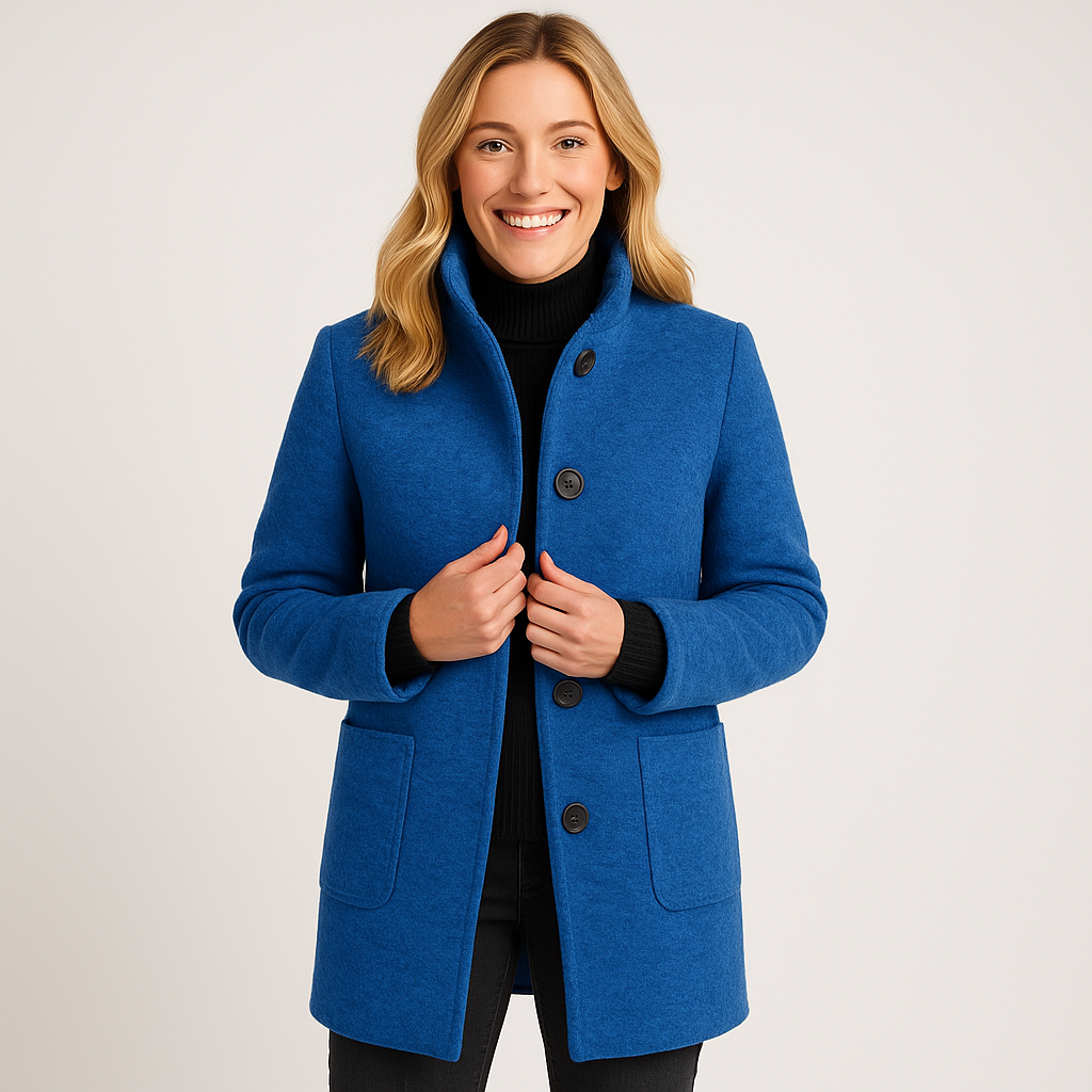 Women's Warm Coat - Elegant Button Closure Winter Outerwear