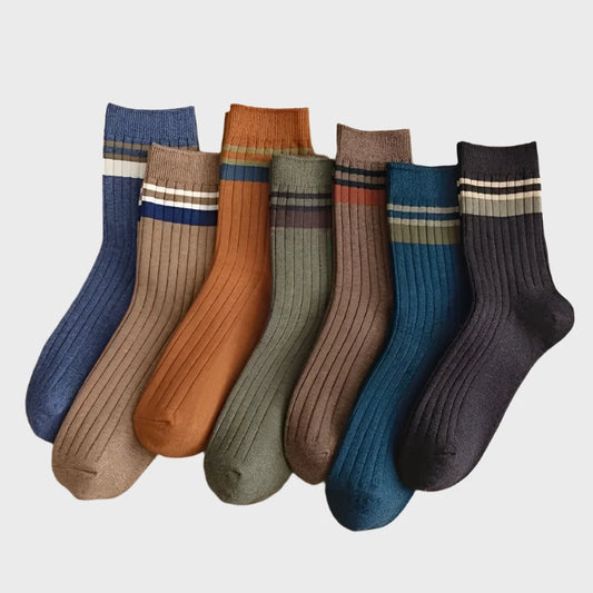 PairStripe Warm Cotton Crew Socks for Men - 1 Pair