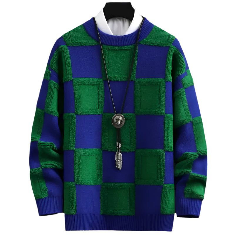 Women's Oversized Checkered Cashmere Sweater 4