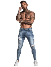 Men's Slim Fit Ripped Jeans - Stylish and Comfortable Cotton Blend Denim-5