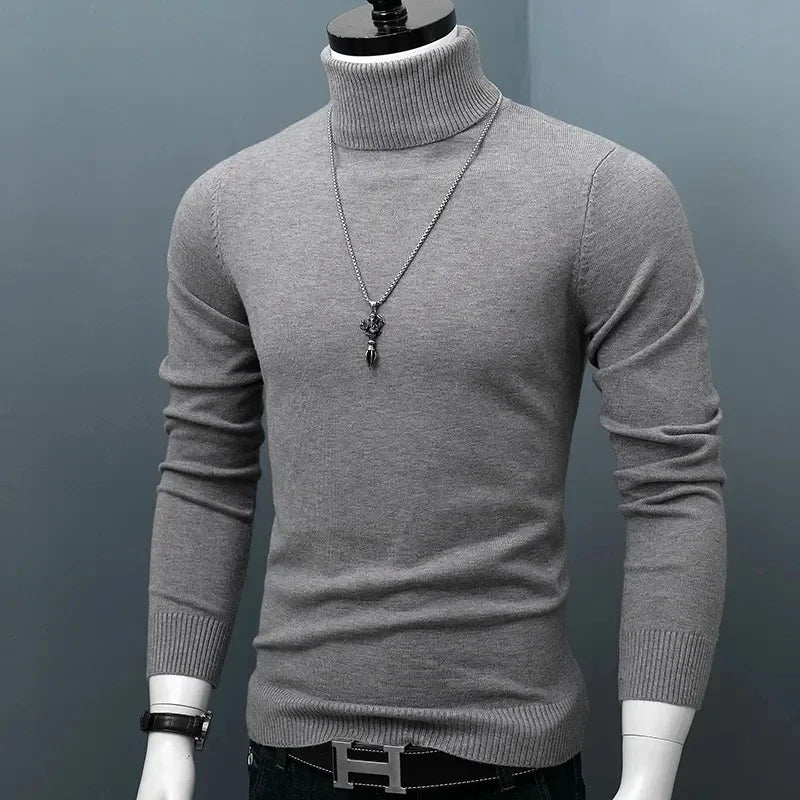 Men's Slim Fit Turtleneck Sweater - Stylish Warm Knit for Winter 4