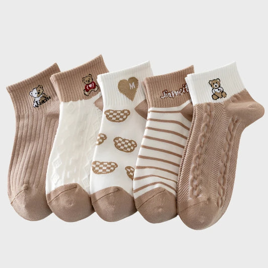 BearHearts Women's Ankle Socks - 5 Pairs