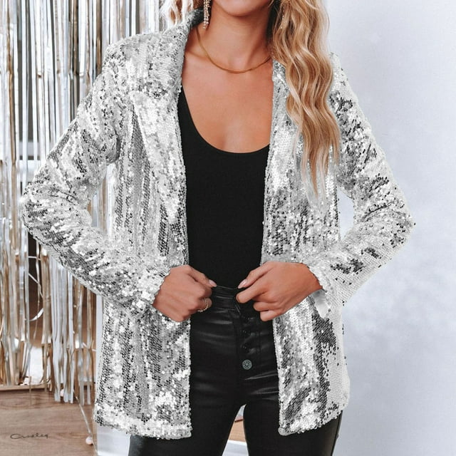 Women's Sequin Blazer - Water-Repellent, Figure-Flattering, Versatile Style-2