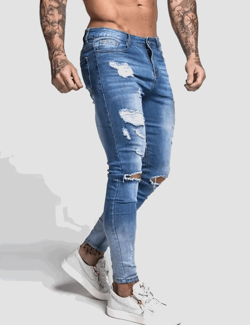 Men's Slim Fit Ripped Jeans - Stylish Casual Denim for Everyday Wear-2