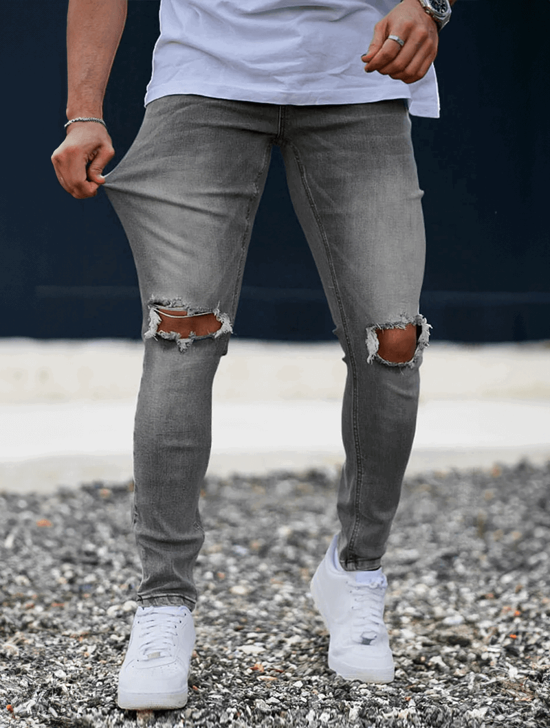 Men's Ripped Jeans - Modern Distressed Denim with Comfortable Fit-3