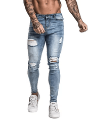 Men's Slim Fit Ripped Jeans - Stylish and Comfortable Cotton Blend Denim-2
