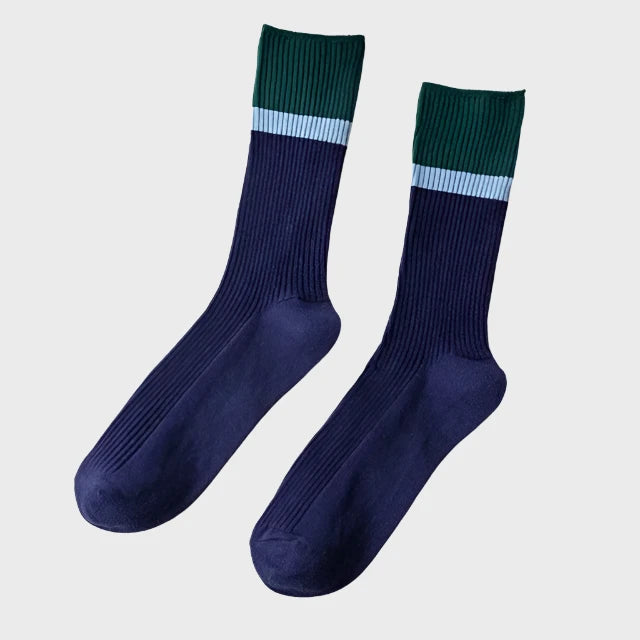 ContrastStripe Women's Cotton Crew Socks