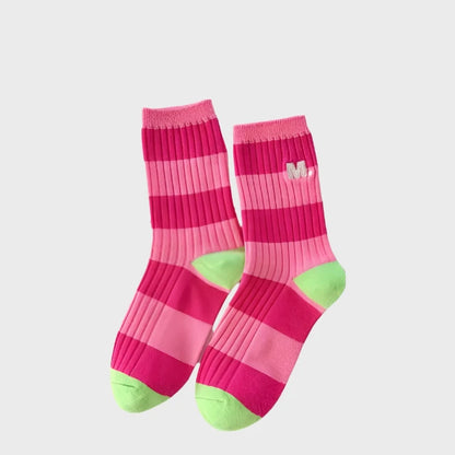 StepStripe Winter Cotton Crew Socks for women