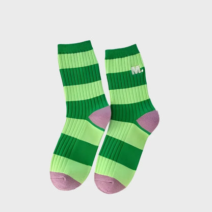 StepStripe Winter Cotton Crew Socks for women