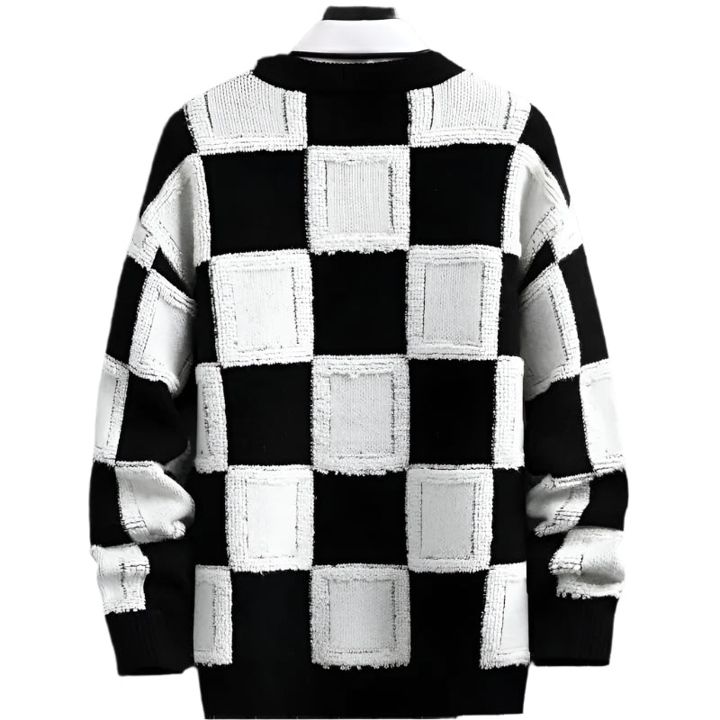 Women's Oversized Checkered Cashmere Sweater 5
