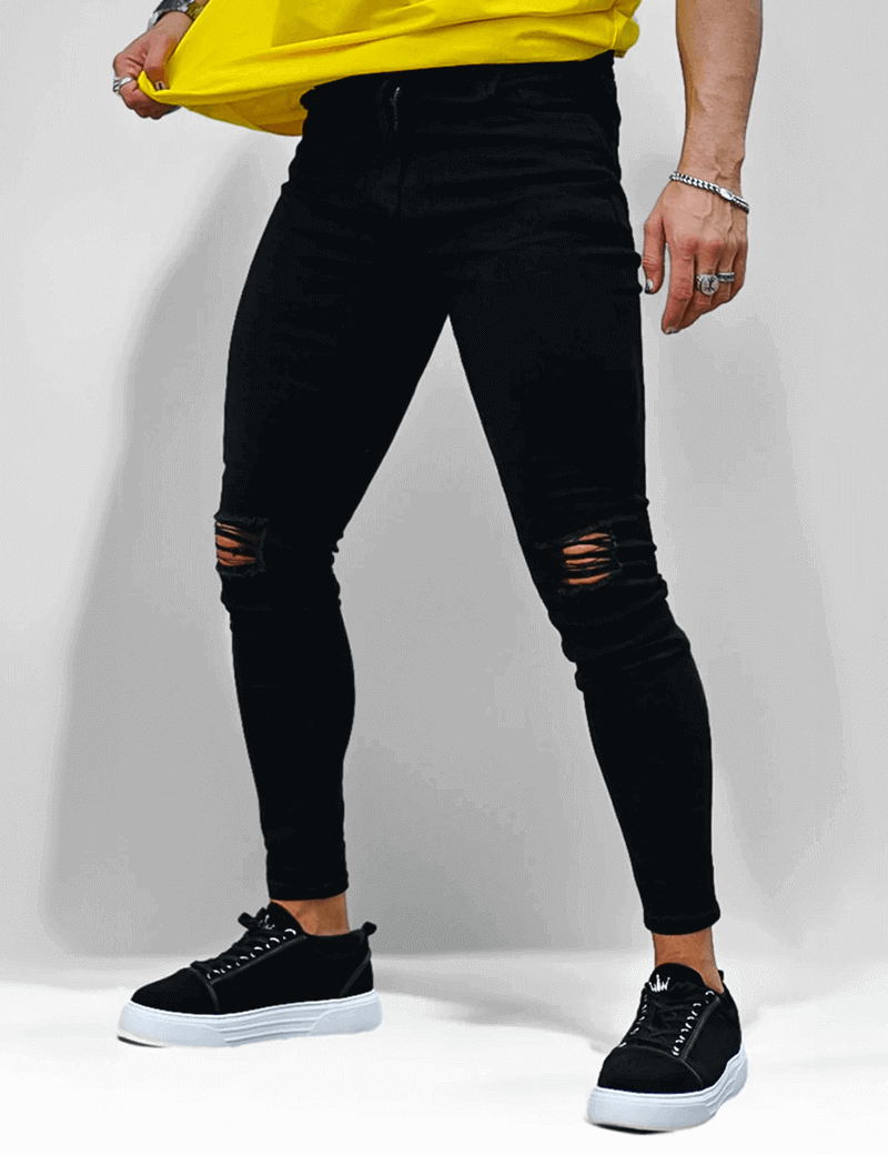 Men's Ripped Denim Jeans - Modern Narrow Fit Casual Style-2