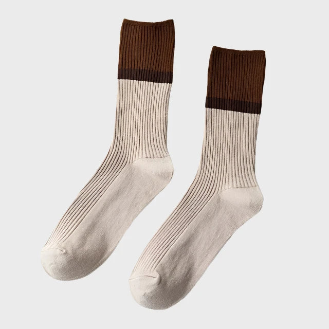 ContrastStripe Women's Cotton Crew Socks