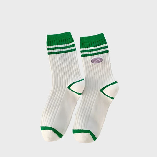 StepStripe Winter Cotton Crew Socks for women