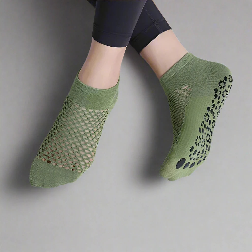 CrossHoles Breathable Cotton Yoga & Pilates Grip Socks