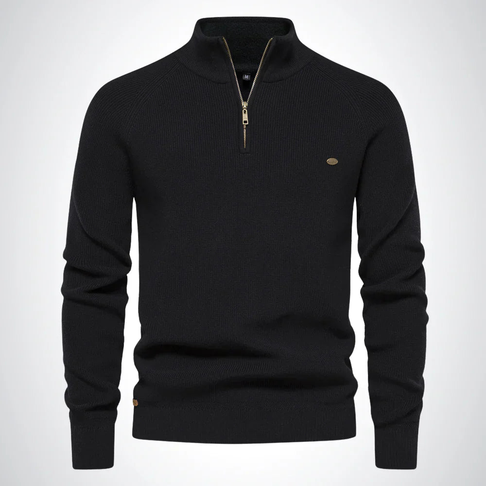 Stylish Cotton Zip Neck Pullover for Modern Men