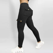Variant image for Women's High Waist Leggings with Pockets - Black Gym Leggings for Active Wear-1