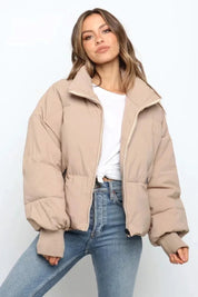 Blush Pink Puffer Jacket for Women with Quilted Design and High Neckline – Cozy and Stylish Winter Outerwear 0