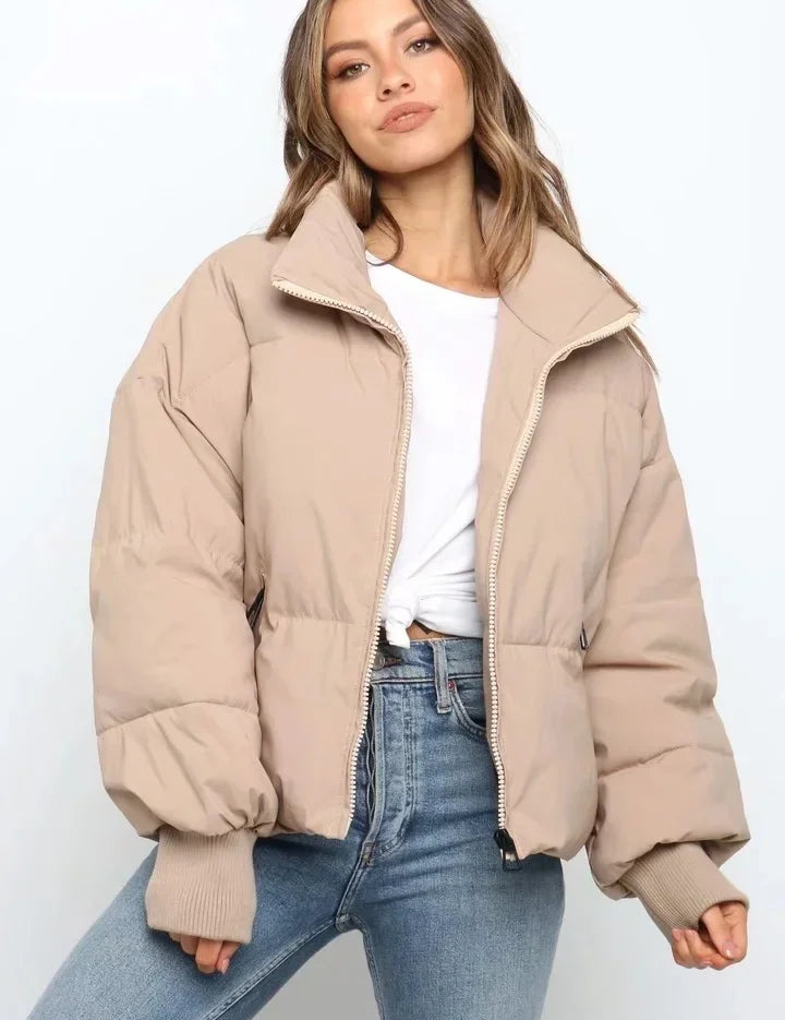 Blush Pink Puffer Jacket for Women with Quilted Design and High Neckline – Cozy and Stylish Winter Outerwear 0