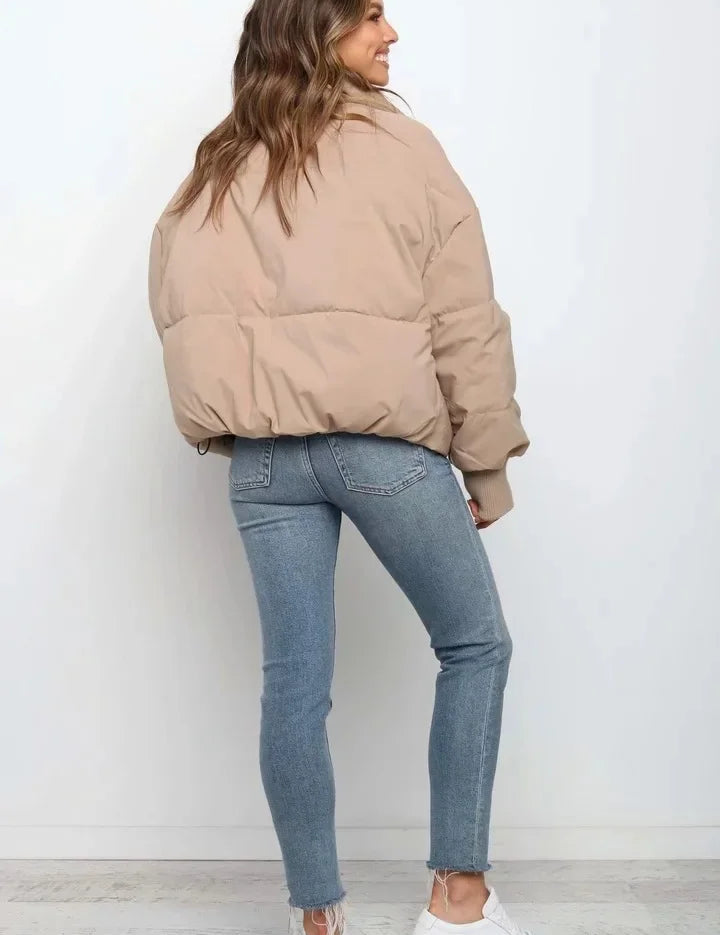 Blush Pink Puffer Jacket for Women with Quilted Design and High Neckline – Cozy and Stylish Winter Outerwear 1