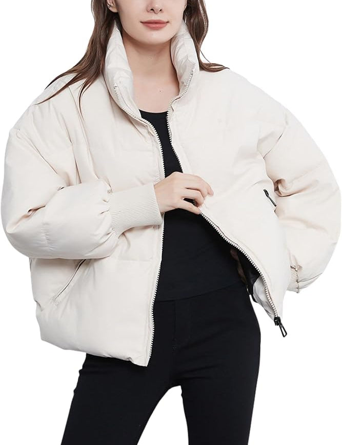Blush Pink Puffer Jacket for Women with Quilted Design and High Neckline – Cozy and Stylish Winter Outerwear 6