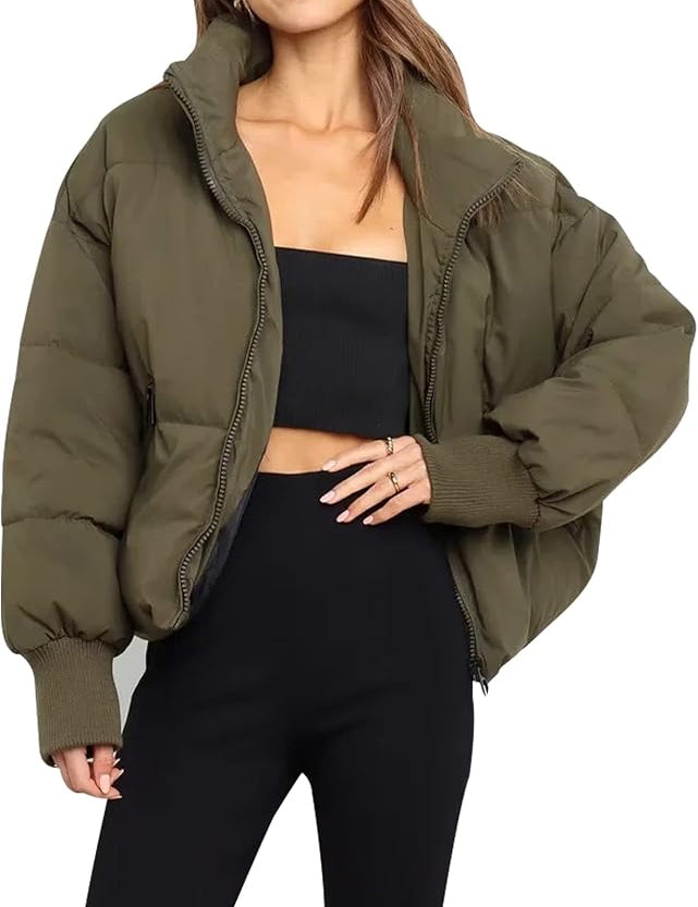 Blush Pink Puffer Jacket for Women with Quilted Design and High Neckline – Cozy and Stylish Winter Outerwear 8