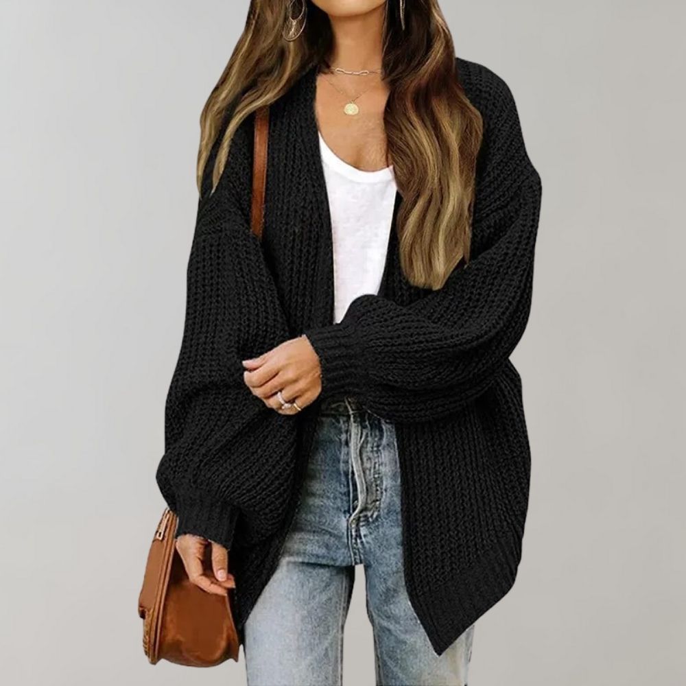 Women's Black Vest - Relaxed Knitting Cardigan in Cashmere for Casual Elegance 1
