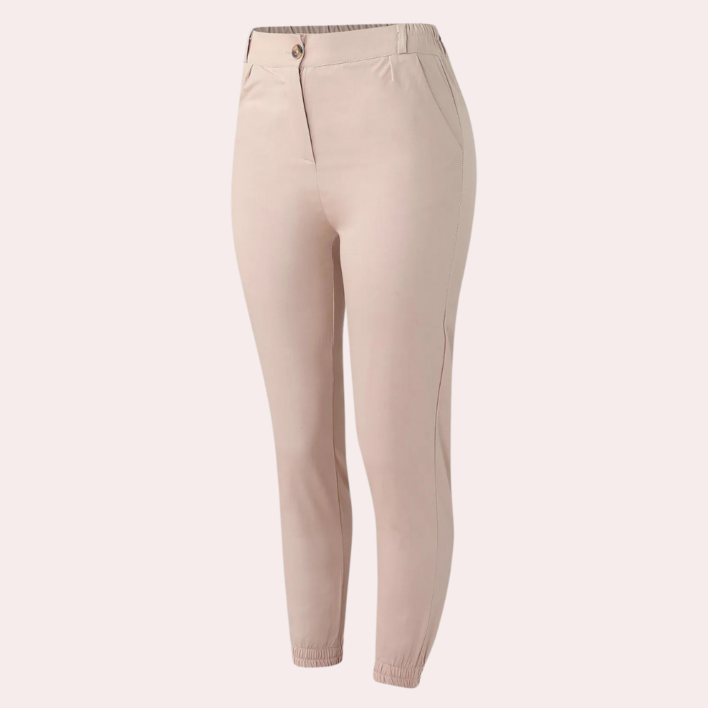 Women's High Waist Casual Pants with Stretchable Fabric and Functional Pockets-4