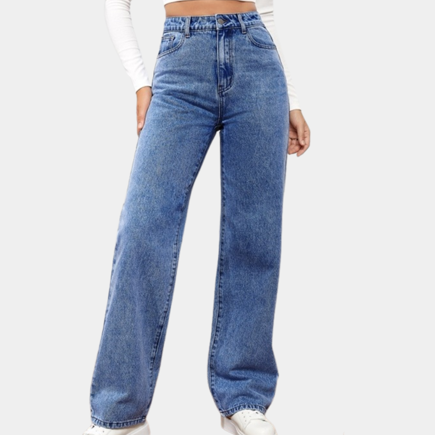 Variant image for Women's High Waist Baggy Dark Blue Jeans - Comfortable & Stylish Fit-1