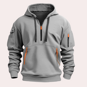 Men's Hoodie with Zipper Details, Soft Breathable Sweatshirt in Gray, Black, Khaki, Navy 1