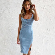 Carmela Casual Chic Denim Summer Midi Dress