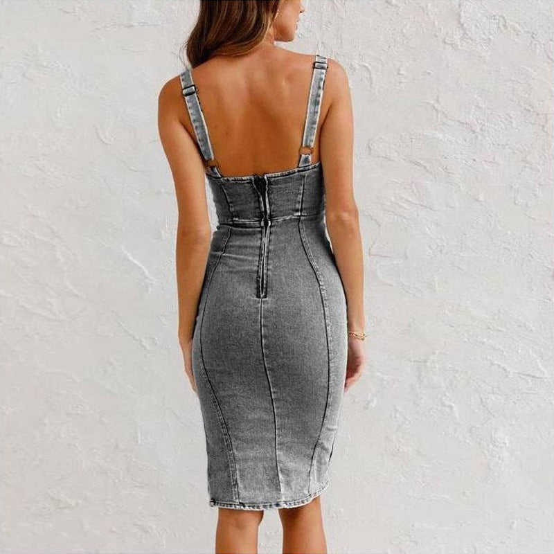Carmela Casual Chic Denim Summer Midi Dress