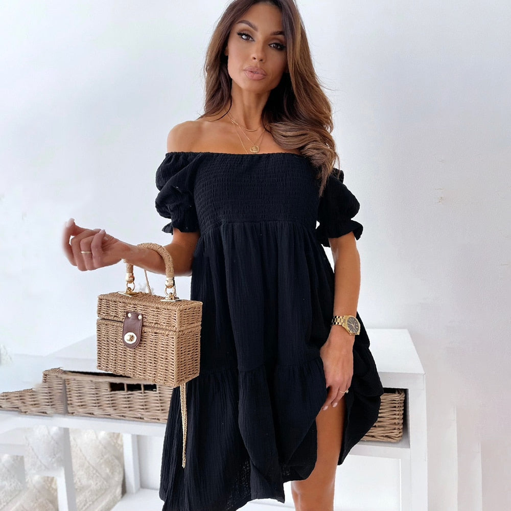 Joan Off-Shoulder Stylish Summer Mini Dress