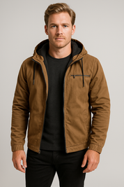 Men's Fleece Jacket with Hood - Warm Winter Coat for Outdoor Activities