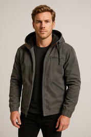 Men's Fleece Jacket with Hood - Warm Winter Coat for Outdoor Activities