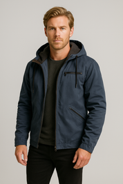 Men's Fleece Jacket with Hood - Warm Winter Coat for Outdoor Activities