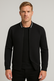 Men's Slim Fit Casual Zipper Jacket - Stylish Polyester Coat for Autumn & Winter