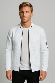 Men's Slim Fit Casual Zipper Jacket - Stylish Polyester Coat for Autumn & Winter