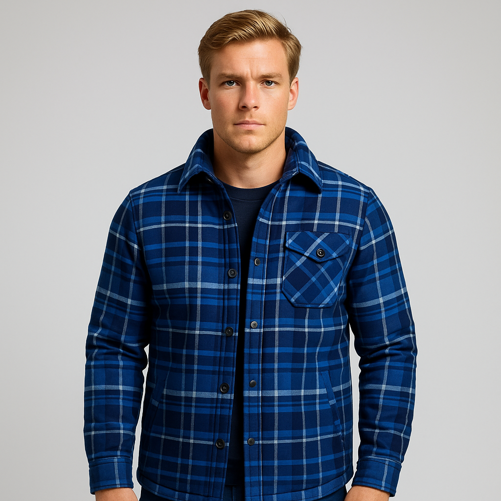 Men's Quilted Plaid Jacket - Stylish Winter Coat for Cold Weather Wear