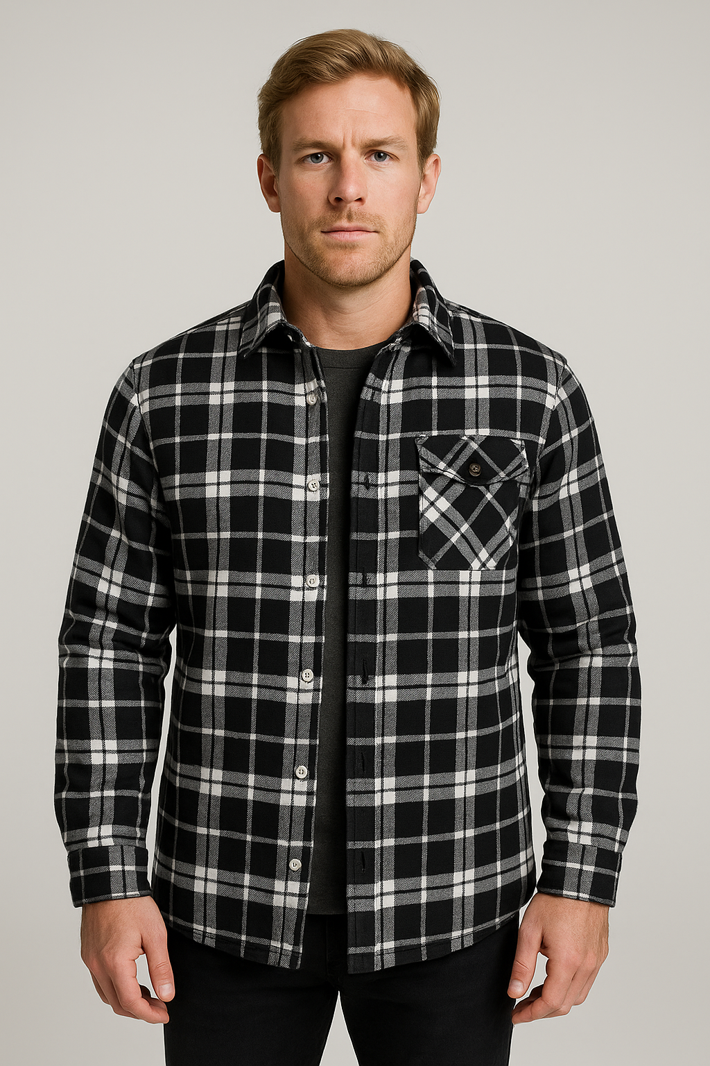Men's Quilted Plaid Jacket - Stylish Winter Coat for Cold Weather Wear