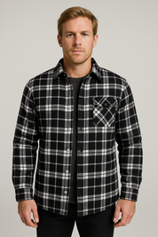 Men's Quilted Plaid Jacket - Stylish Winter Coat for Cold Weather Wear