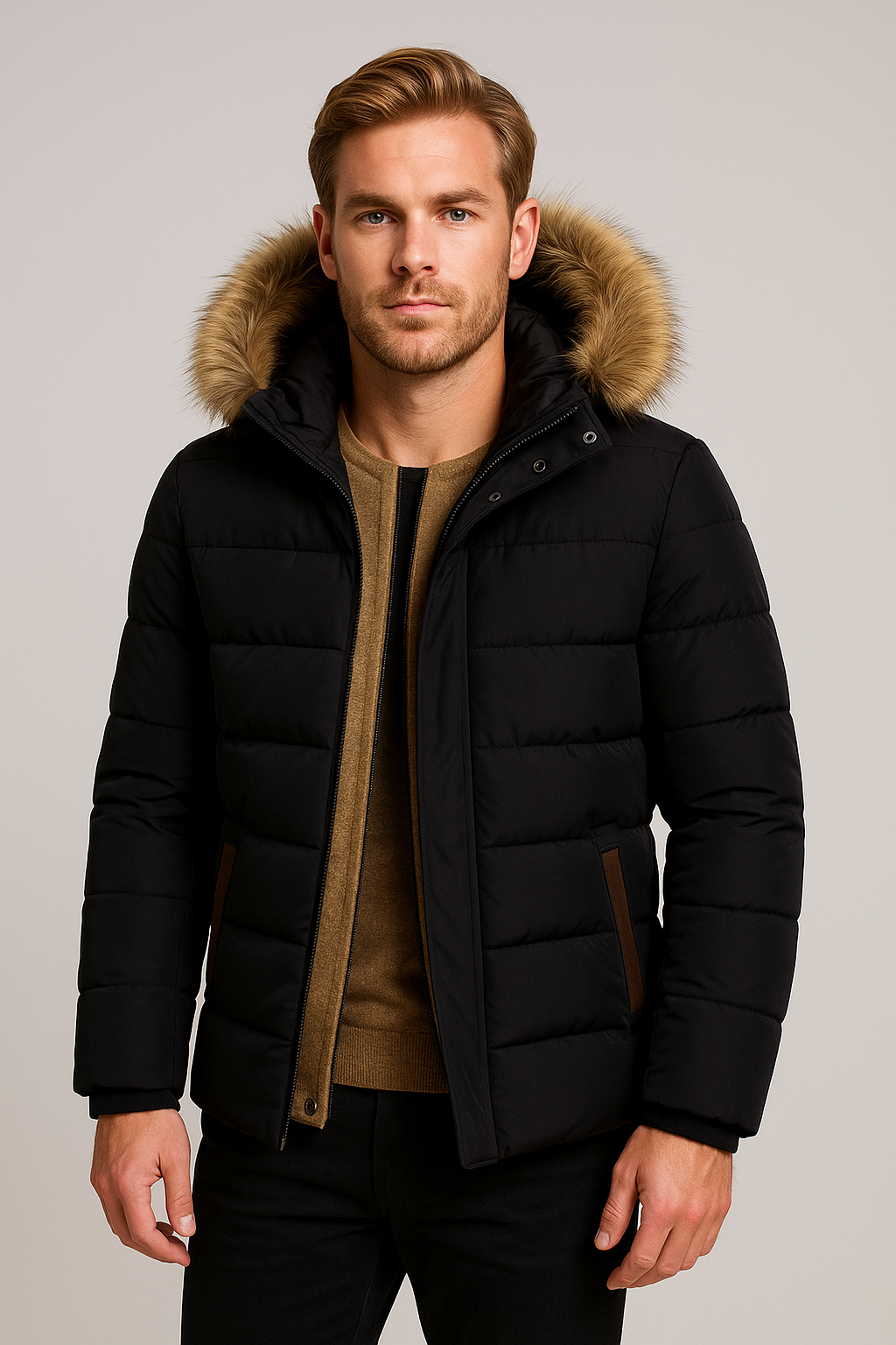 Men's Winter Jacket - Ultra Warm Insulated Puffer Jacket with Hood and Pockets