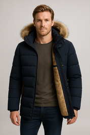 Men's Winter Jacket - Ultra Warm Insulated Puffer Jacket with Hood and Pockets