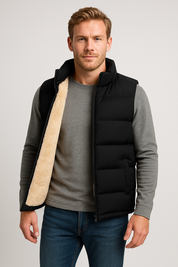 Men's Wool Body Warmer with Full-Zip Closure
