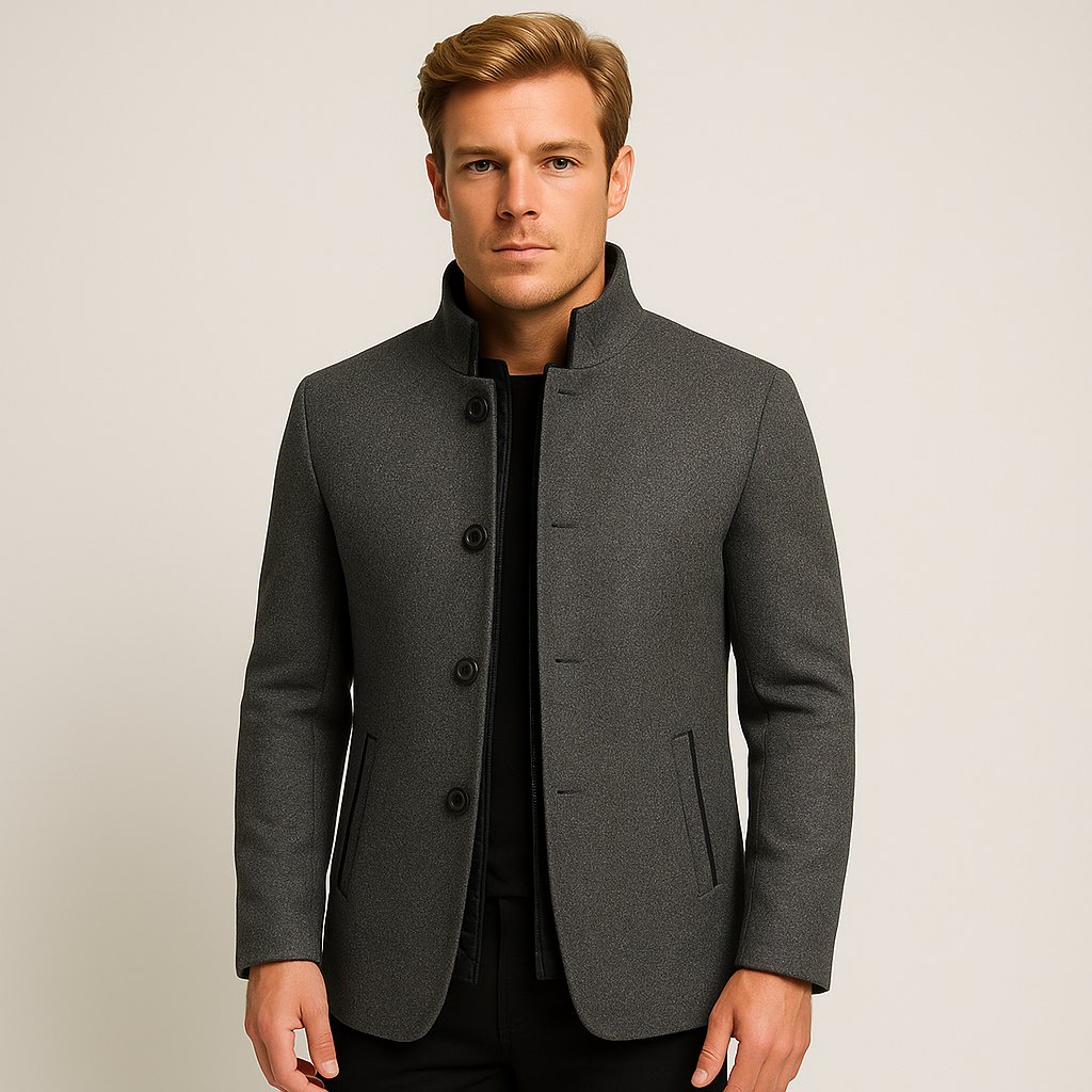 Men's Trench Coat with Adjustable Waist Belt