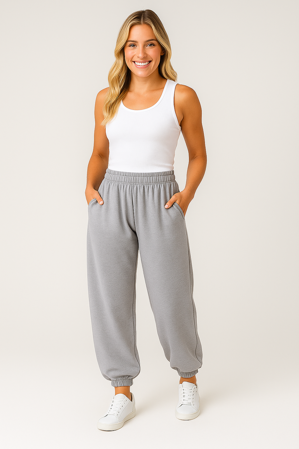 Women's Casual Jogging Pants - Soft Stretchable High Waist Loose-Fit with Pockets