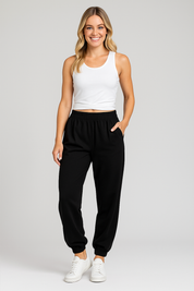 Women's Casual Jogging Pants - Soft Stretchable High Waist Loose-Fit with Pockets