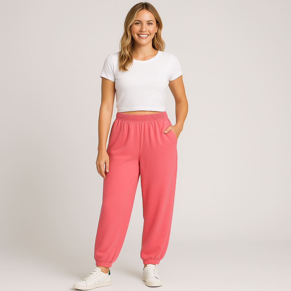 Women's Casual Jogging Pants - Soft Stretchable High Waist Loose-Fit with Pockets